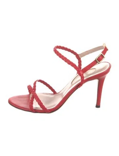 Pre-owned Sarah Jessica Parker Leather Braided Accents Sandals In Red