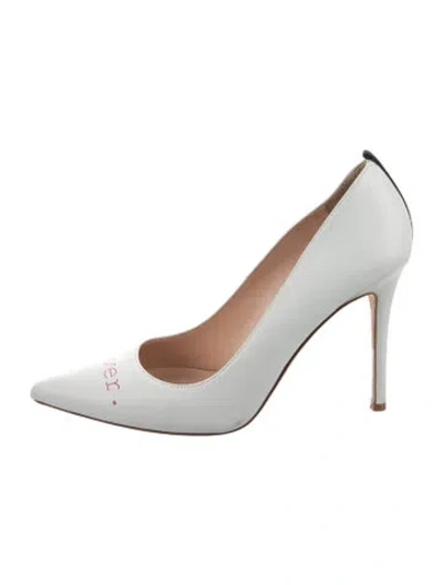 Pre-owned Sarah Jessica Parker Leather Graphic Print Pumps In White