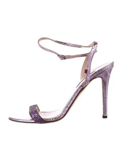 Pre-owned Sarah Jessica Parker Leather Patterned Sandals In Purple