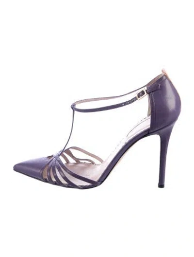 Pre-owned Sarah Jessica Parker Leather T-strap Pumps In Purple