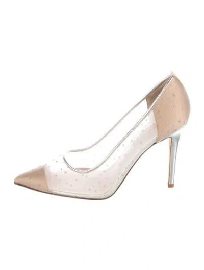 Pre-owned Sarah Jessica Parker Mesh Patterned Pumps In Silver