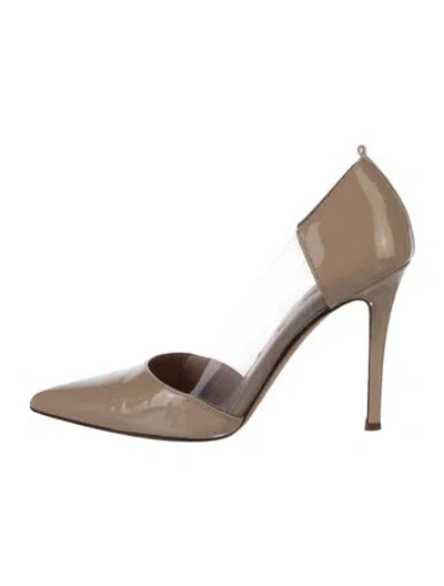 Pre-owned Sarah Jessica Parker Patent Leather D'orsay Pumps In Neutral