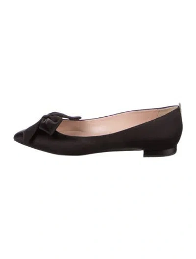 Pre-owned Sarah Jessica Parker Satin Ballet Flats In Black