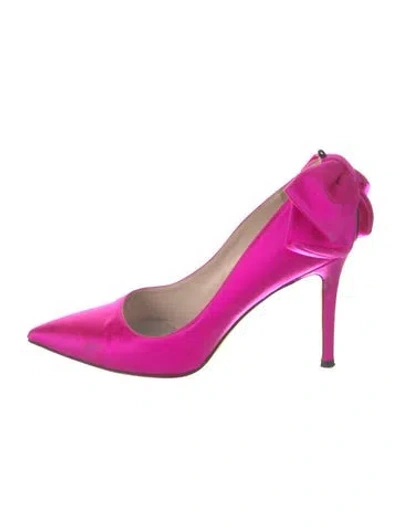 Pre-owned Sarah Jessica Parker Satin Bow Accents Pumps In Pink