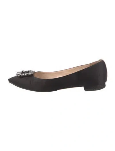 Pre-owned Sarah Jessica Parker Satin Crystal Embellishments Flats In Black