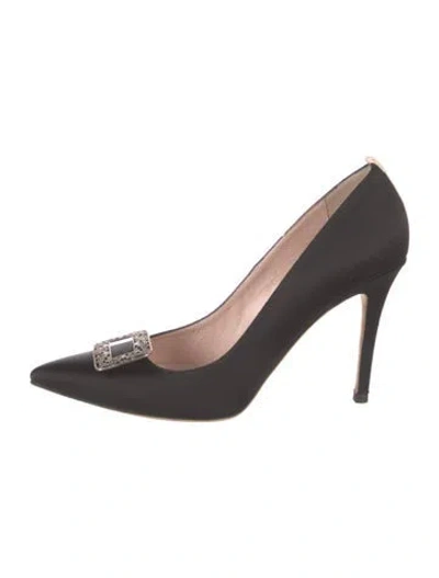 Pre-owned Sarah Jessica Parker Satin Crystal Embellishments Pumps In Black