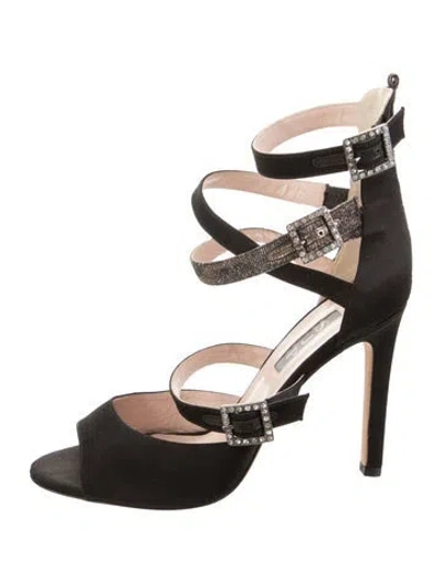 Pre-owned Sarah Jessica Parker Satin Gladiator Sandals In Black