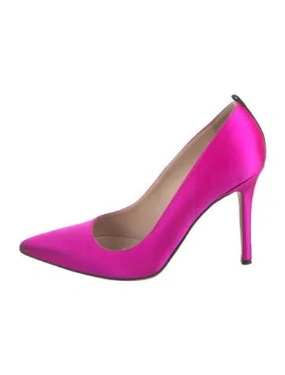 Pre-owned Sarah Jessica Parker Satin Grosgrain Trim Pumps In Pink
