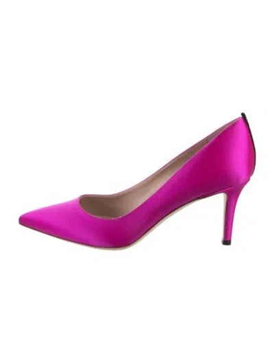 Pre-owned Sarah Jessica Parker Satin Grosgrain Trim Pumps In Pink