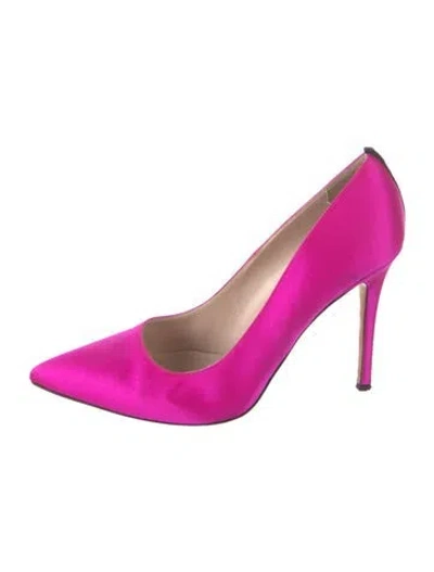 Pre-owned Sarah Jessica Parker Satin Grosgrain Trim Pumps In Pink