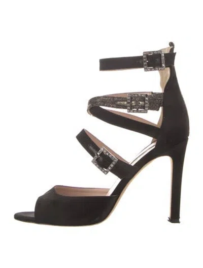 Pre-owned Sarah Jessica Parker Satin Sandals In Black