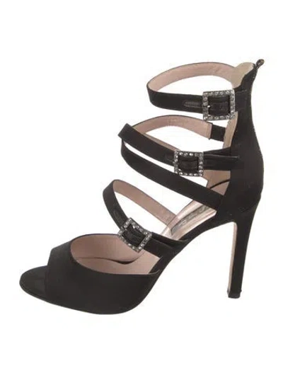Pre-owned Sarah Jessica Parker Satin Sandals In Black