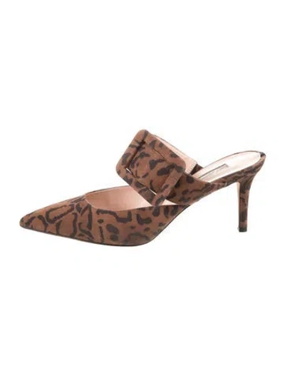 Pre-owned Sarah Jessica Parker Suede Animal Print Mules In Brown
