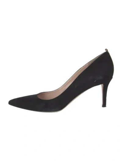 Pre-owned Sarah Jessica Parker Suede Grosgrain Trim Pumps In Black