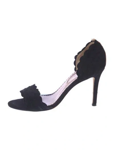 Pre-owned Sarah Jessica Parker Suede Scalloped Accent Pumps In Blue