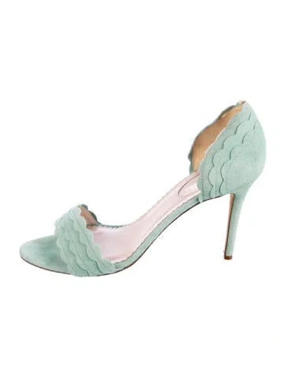 Pre-owned Sarah Jessica Parker Suede Scalloped Accent Sandals In Green