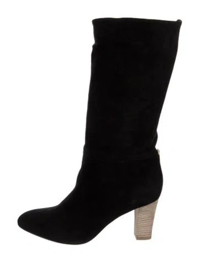 Pre-owned Sarah Jessica Parker Suede Slouch Boots In Black