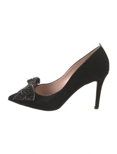 Pre-owned Sarah Jessica Parker Velvet Crystal Embellishments Pumps W/ Tags In Black