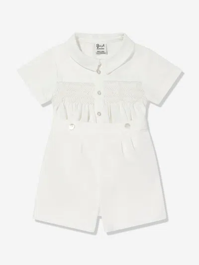Sarah Louise Baby Boys Shorts Set In White