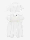 Sarah Louise Baby Girls Bubble Romper And Hat In White