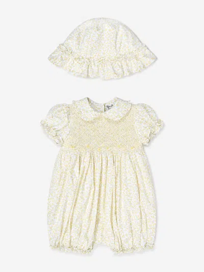 Sarah Louise Kids'  Baby Girls Bubble Romper And Hat In Yellow