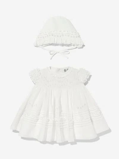 Sarah Louise Baby Girls Dress And Bonnet In White