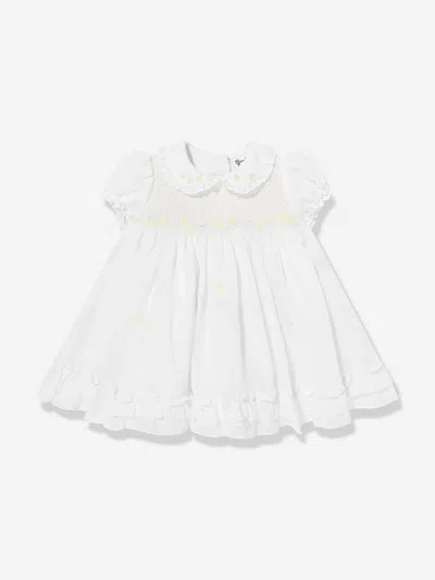 Sarah Louise Baby Girls Smocked Dress In White