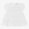 SARAH LOUISE BABY GIRLS WHITE HAND-SMOCKED DRESS