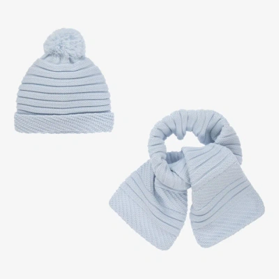 Sarah Louise Babies' Blue Knitted Hat & Scarf Set