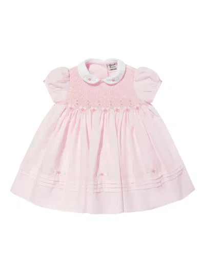 Sarah Louise Babies' Floral-embroidered Dress In Pink