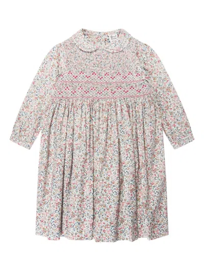 Sarah Louise Kids' Floral-print Dress In Blue