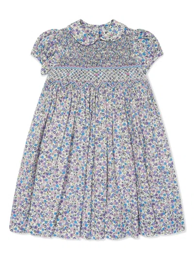 Sarah Louise Kids' Floral-print Dress In Purple