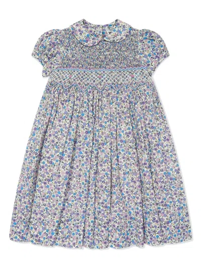 Sarah Louise Babies' Floral-print Dress In Purple