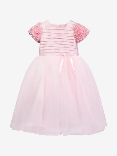 Sarah Louise Kids' Pleated Ruffled Belted Gown Dress In Pink