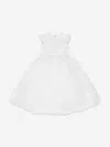 Sarah Louise Floral-embroidered Cap-sleeves Dress In White