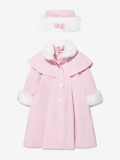 Sarah Louise Babies' Girls Coat And Hat Set In Pink