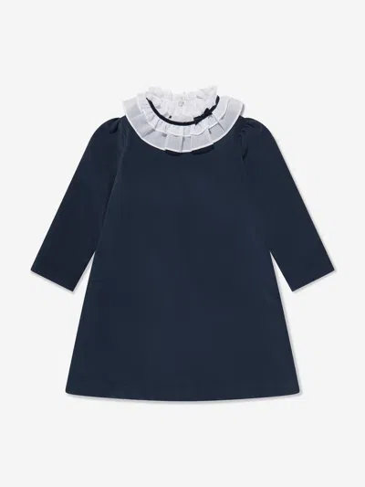 Sarah Louise Kids' Girls Dress With Detachable Collar In Blue