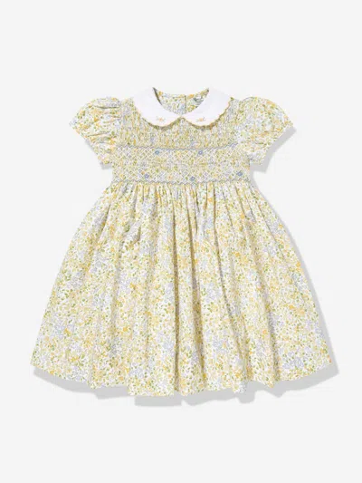 Sarah Louise Babies' Girls Floral Smocked Dress In White