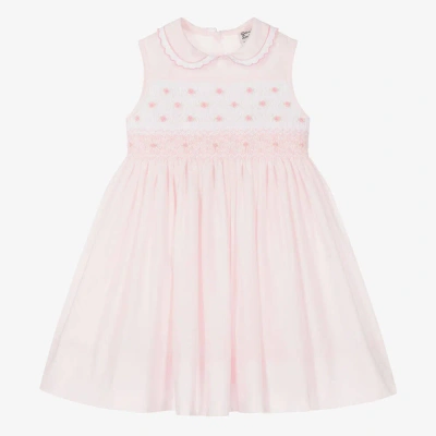 Sarah Louise Kids' Girls Pink Cotton Hand-smocked Dress