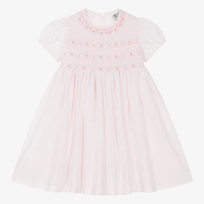 Sarah Louise Babies' Girls Pink Hand-smocked Cotton Dress