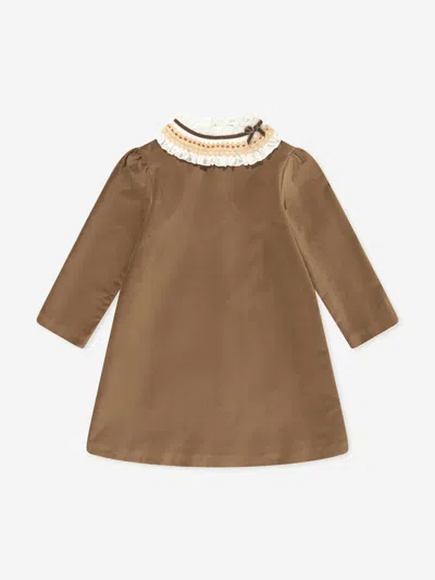 Sarah Louise Babies'  Girls Velvet Smocked Dress In Brown