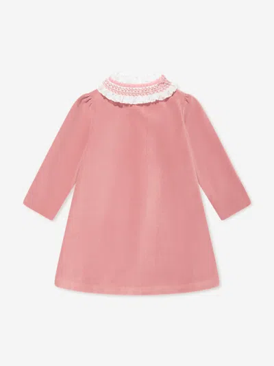 Sarah Louise Babies'  Girls Velvet Smocked Dress In Pink