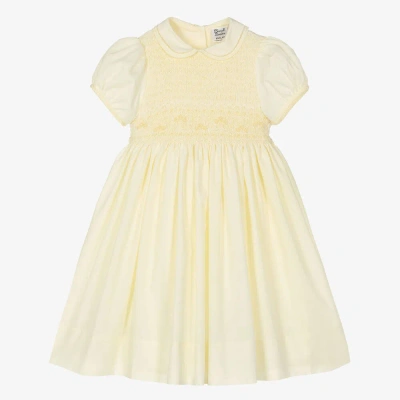 Sarah Louise Kids' Girls Yellow Hand-smocked Dress