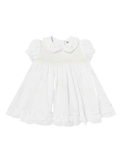 Sarah Louise Kids' Ruffle-detail Smocked Dress In White