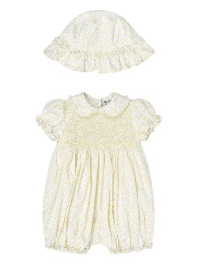Sarah Louise Smocked Floral-print Babygrow Set In White