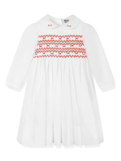 Sarah Louise Kids' Smocked-panel Dress In White