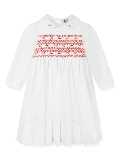 Sarah Louise Kids' Smocked-panel Dress In White