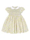 Sarah Louise Girls Floral Smocked Dress In Yellow