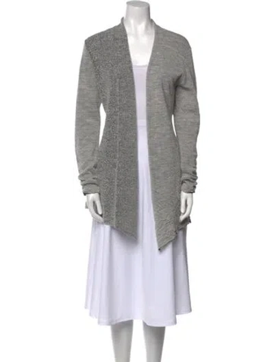Pre-owned Sarah Pacini Baby Alpaca Open Front Sweater In Gray