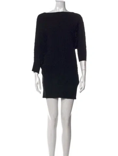 Pre-owned Sarah Pacini Bateau Neckline Mini Dress In Black